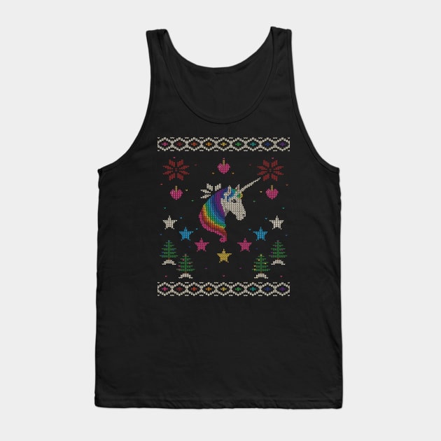 Ugly Unicorn Christmas Sweater Tank Top by AnotheHero